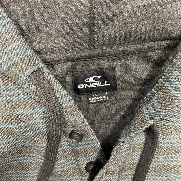 Oneill Hoodie Henley Mens Size Large Blue Striped Pullover Comfy Surf Staple - Picture 2 of 6